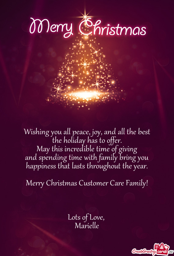 Wishing you all peace, joy, and all the best