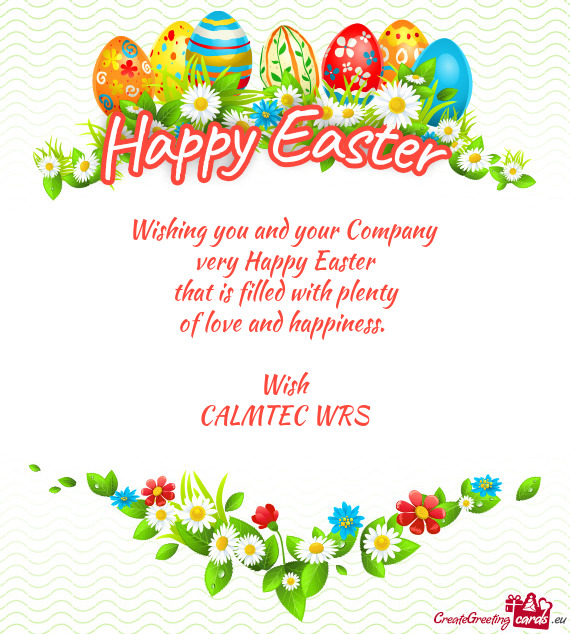 Wishing you and your Company