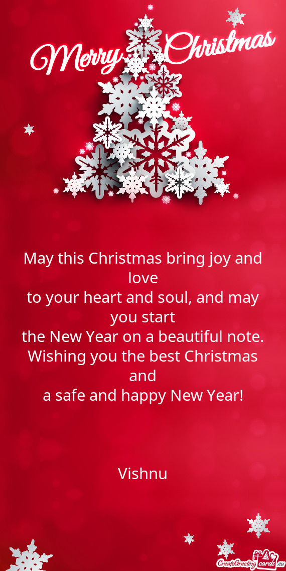 Wishing you the best Christmas and
 a safe and happy New Year!
 
 
 
 Vishnu