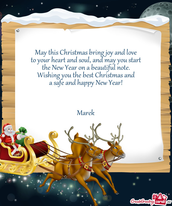 Wishing you the best Christmas and a safe and happy New Year!  Marek