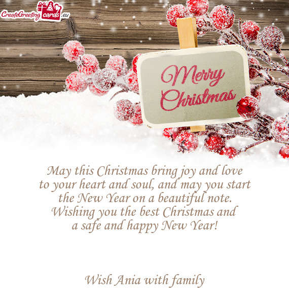 Wishing you the best Christmas and
