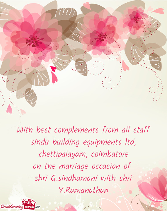With best complements from all staff