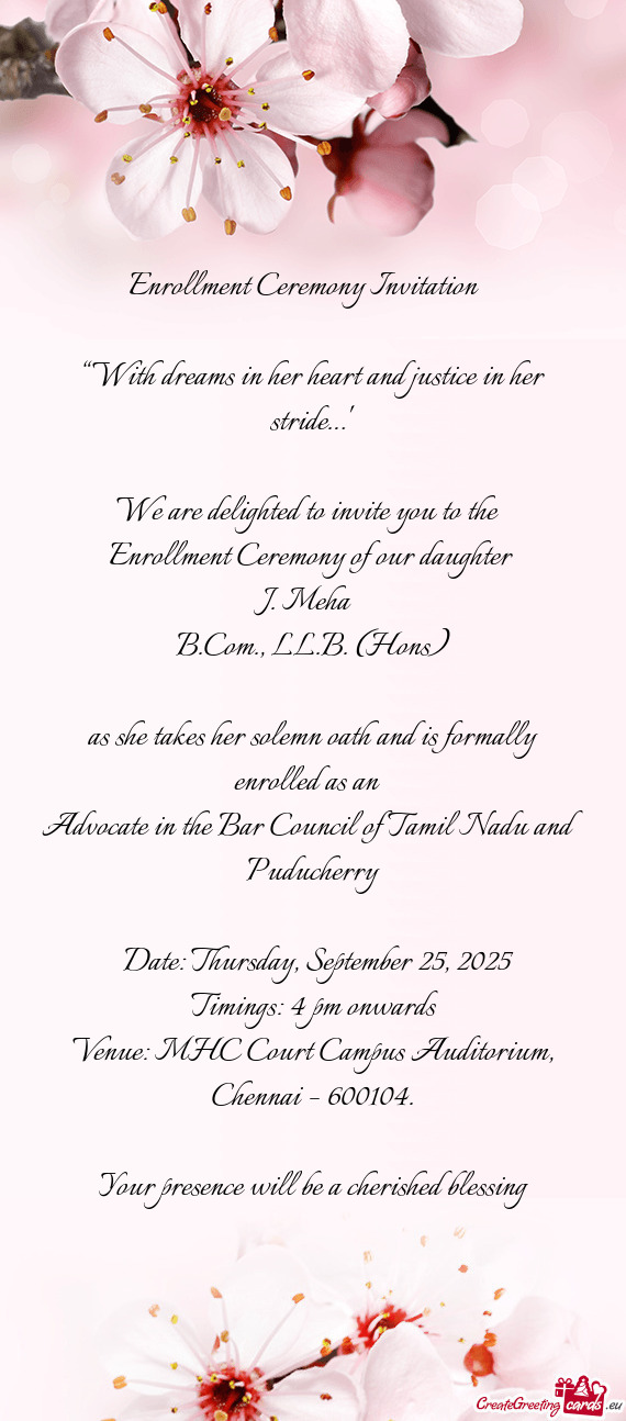 “With dreams in her heart and justice in her stride…”