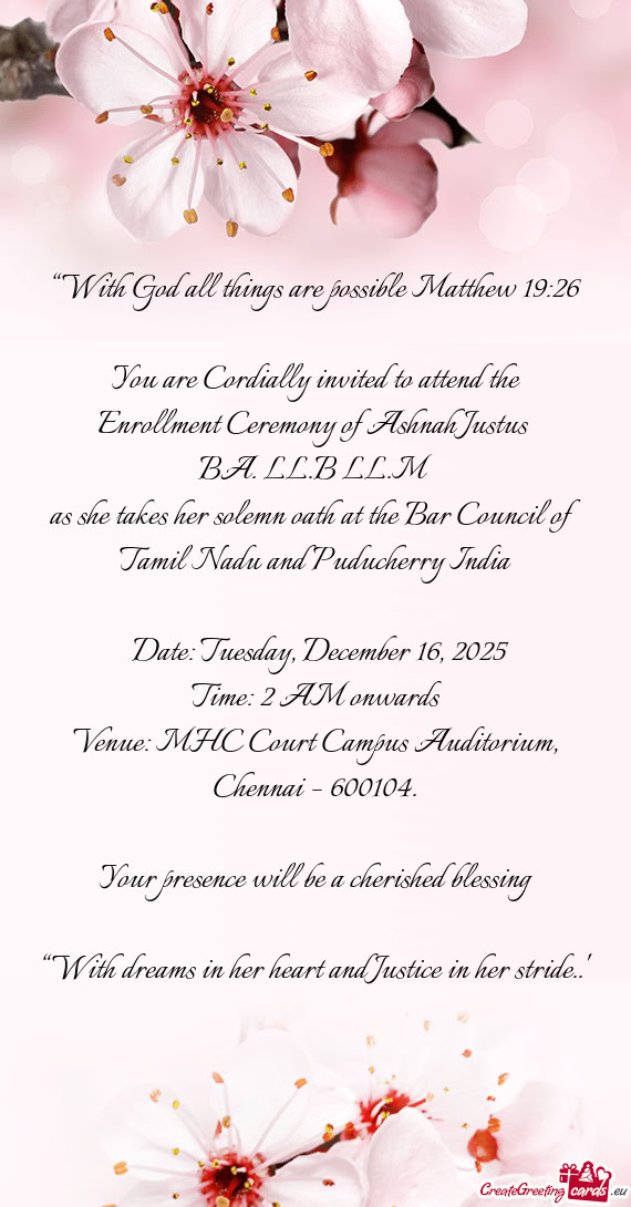 “With God all things are possible Matthew 19:26