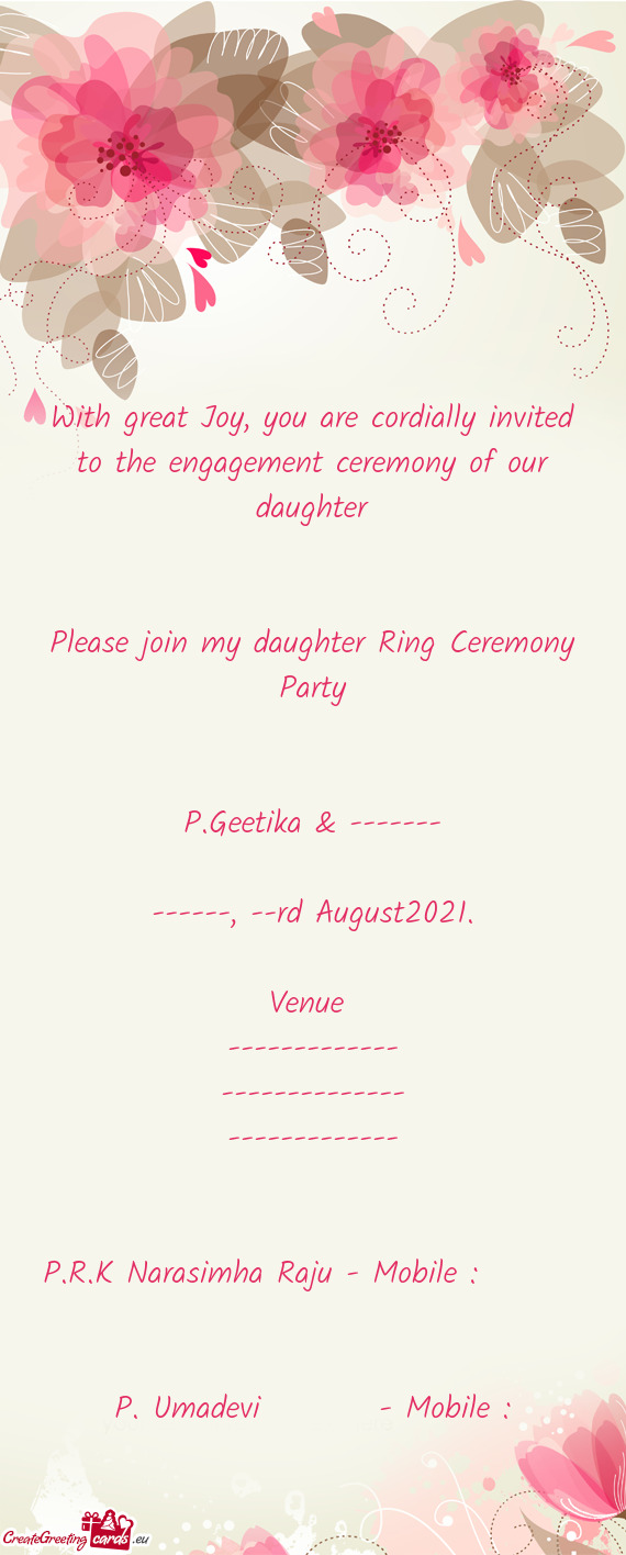 With great Joy, you are cordially invited