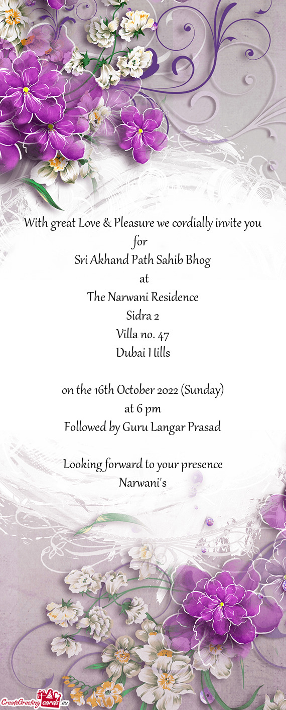 With great Love & Pleasure we cordially invite you for