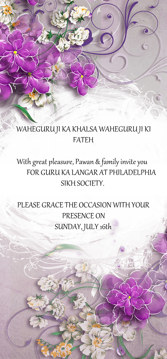With great pleasure, Pawan & family invite you