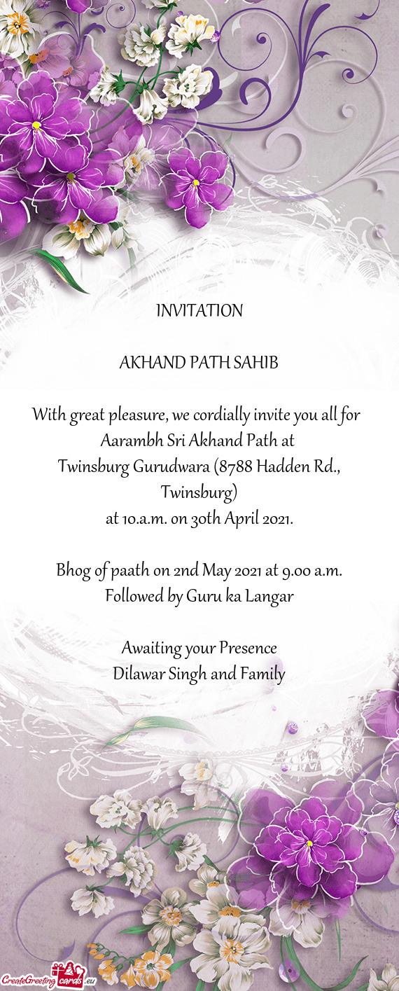 With great pleasure, we cordially invite you all for
