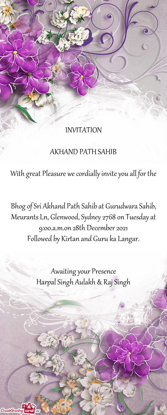 With great Pleasure we cordially invite you all for the