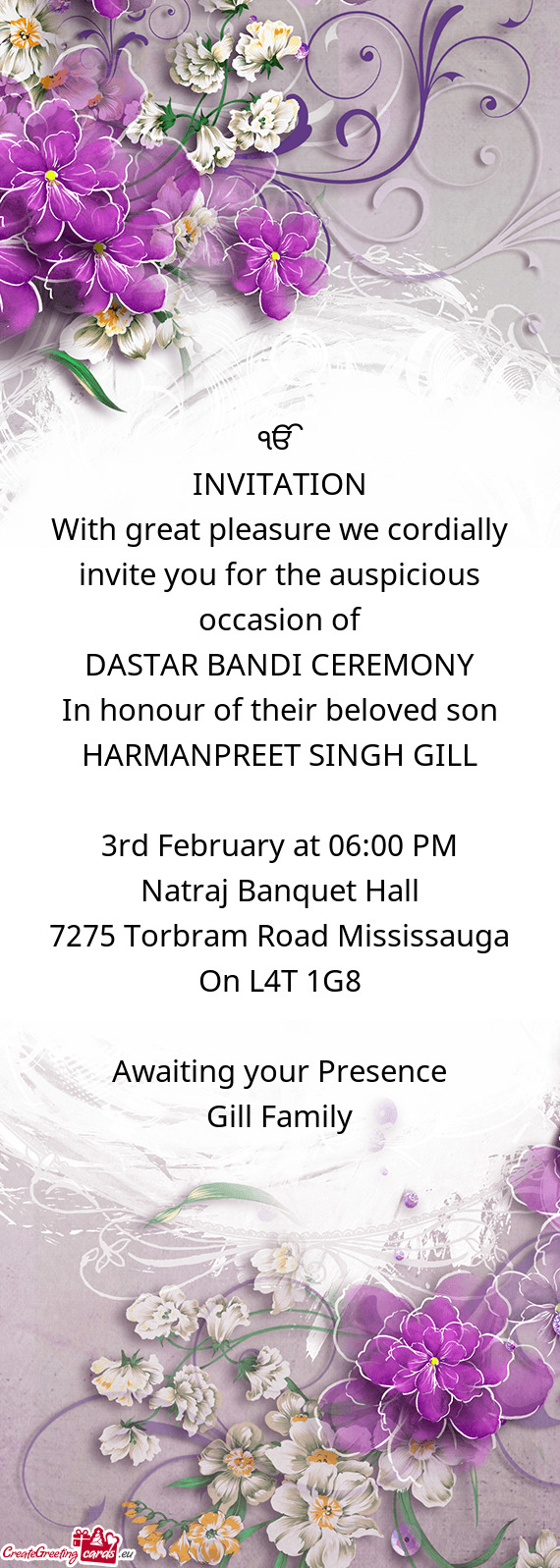 With great pleasure we cordially invite you for the auspicious occasion of
