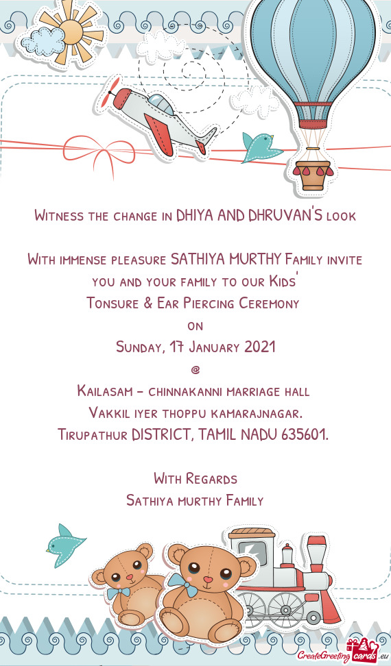 With immense pleasure SATHIYA MURTHY Family invite