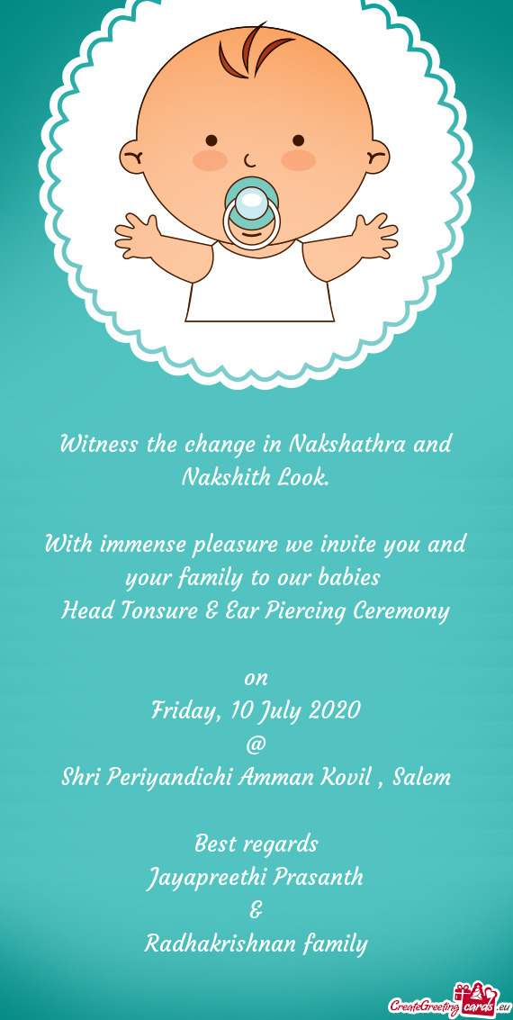 With immense pleasure we invite you and your family to our babies