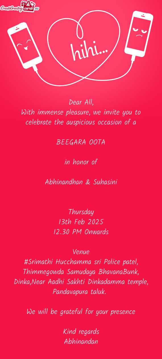 With immense pleasure, we invite you to celebrate the auspicious occasion of a