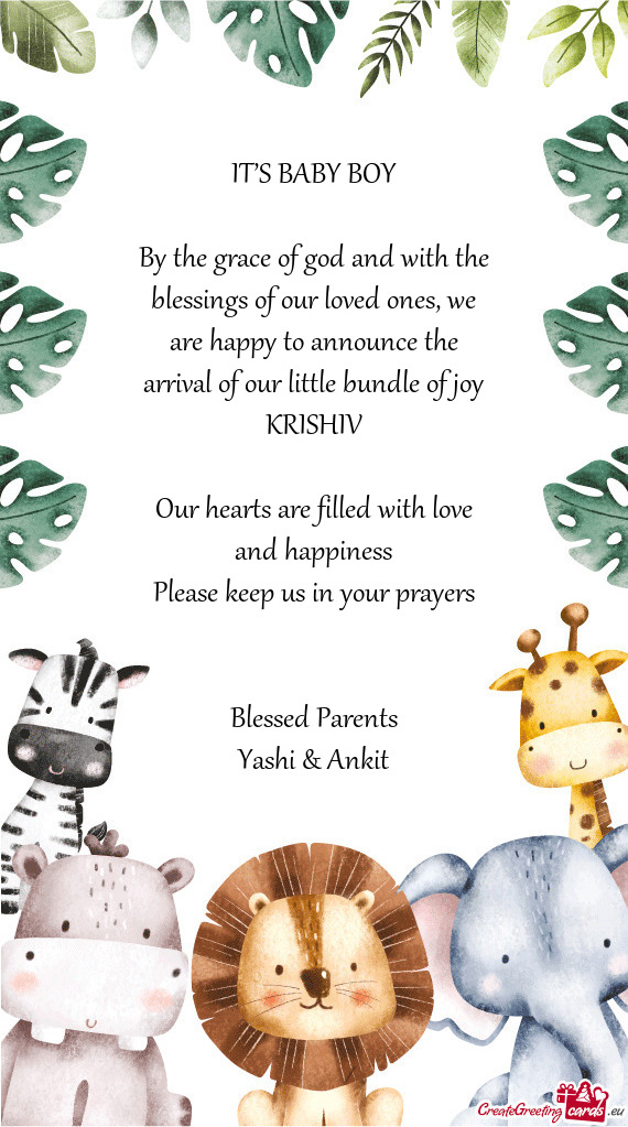 With love and happiness Please keep us in your prayers  Blessed Parents Yashi & Ankit