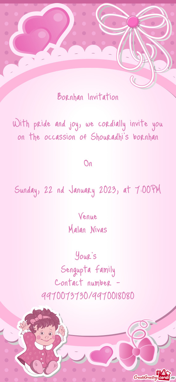 With pride and joy, we cordially invite you on the occassion of Shouradhi