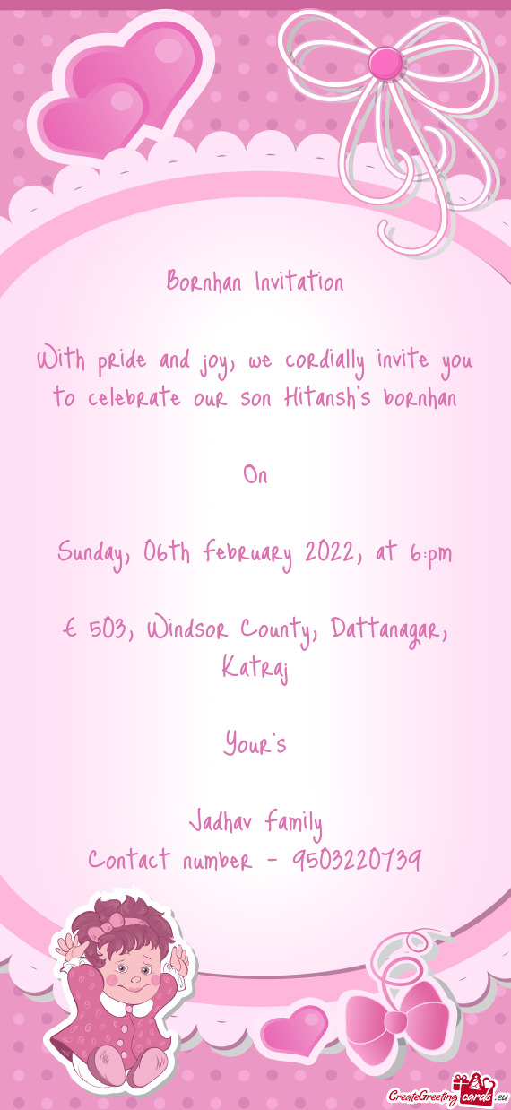 With pride and joy, we cordially invite you to celebrate our son Hitansh