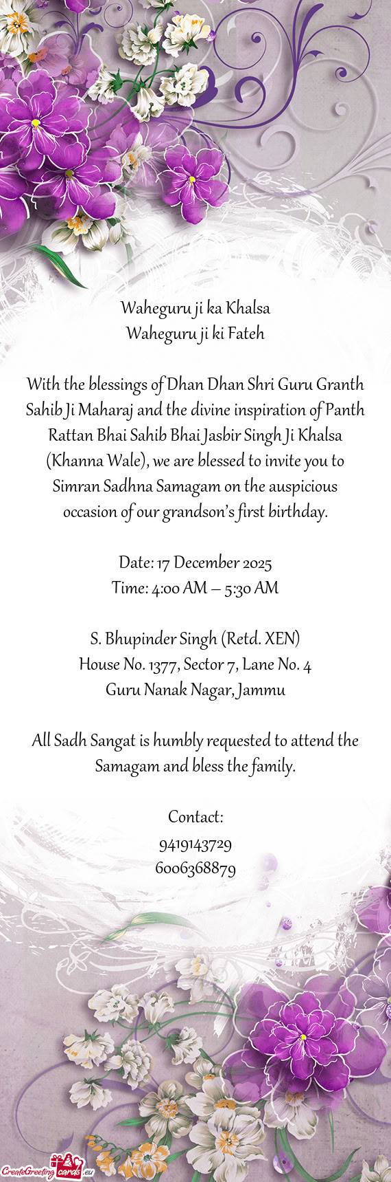 With the blessings of Dhan Dhan Shri Guru Granth Sahib Ji Maharaj and the divine inspiration of Pant