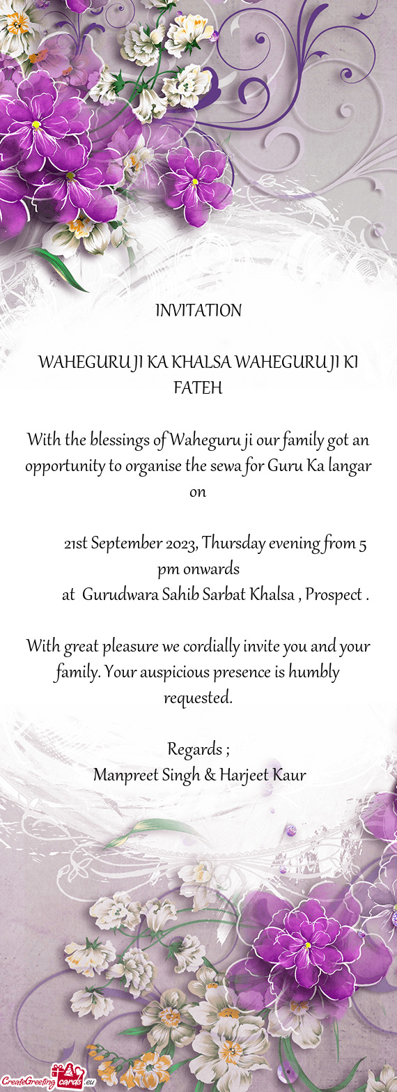 With the blessings of Waheguru ji our family got an opportunity to organise the sewa for Guru Ka lan
