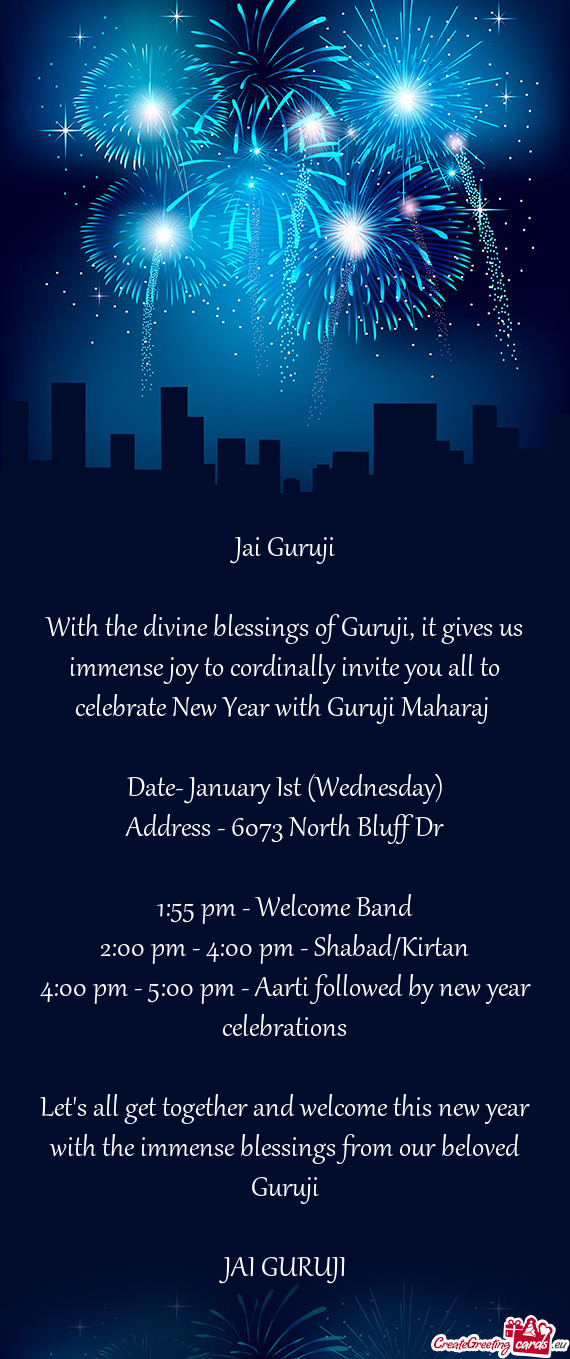 With the divine blessings of Guruji, it gives us immense joy to cordinally invite you all to celebra