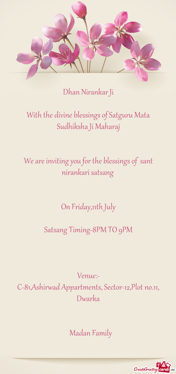 With the divine blessings of Satguru Mata Sudhiksha Ji Maharaj