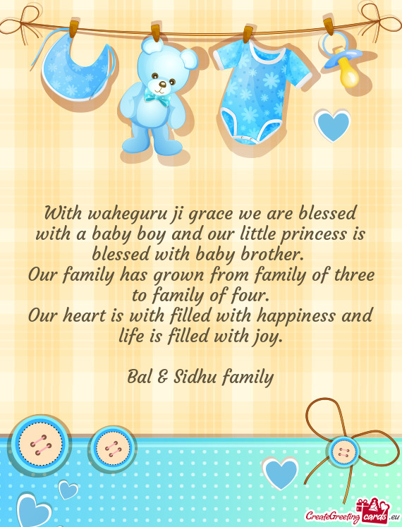 With waheguru ji grace we are blessed with a baby boy and our little princess is blessed with baby b