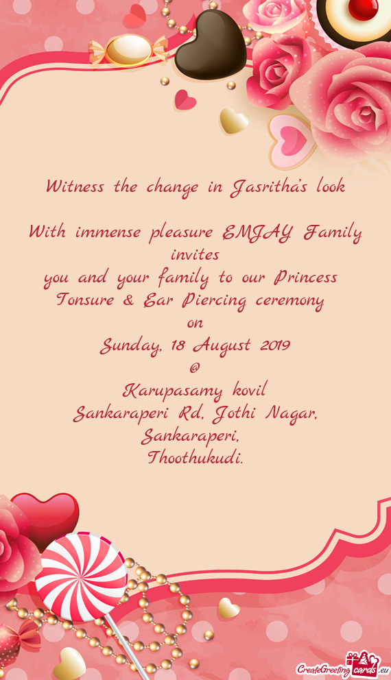 Witness the change in Jasritha’s look
 
 With immense pleasure EMJAY Family invites
 you and your