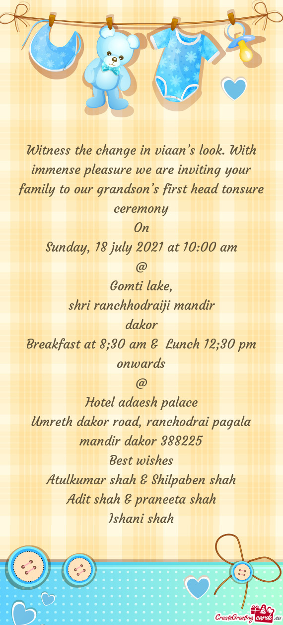 Witness the change in viaan’s look. With immense pleasure we are inviting your family to our grand