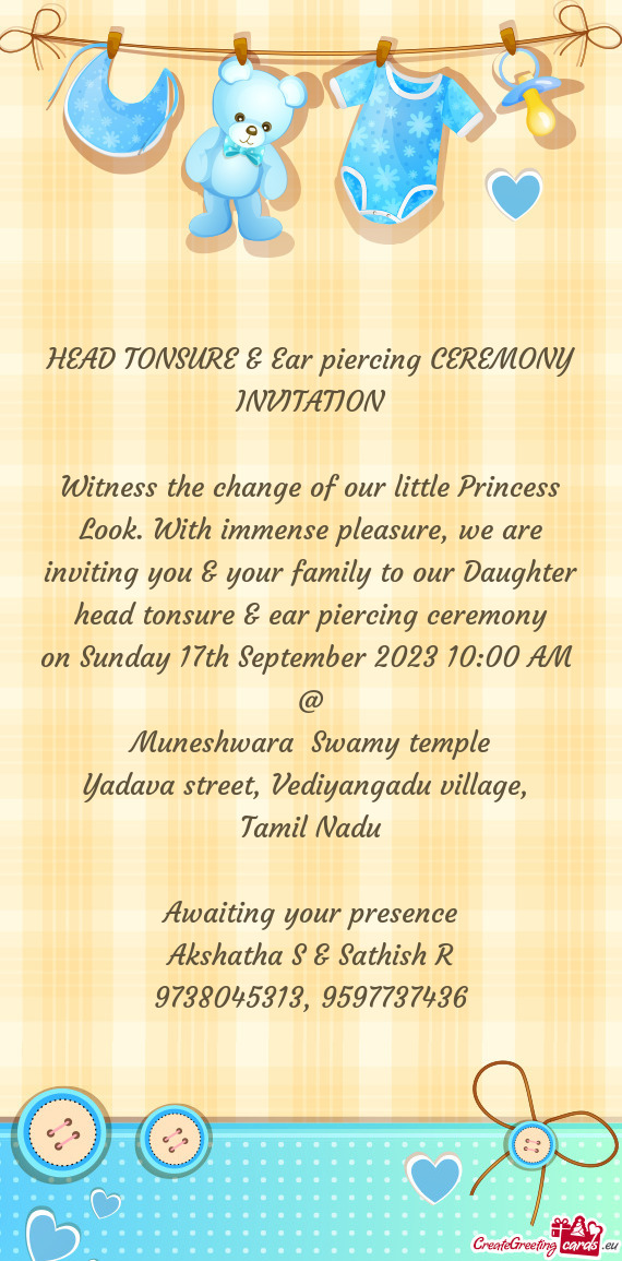 Witness the change of our little Princess Look. With immense pleasure, we are inviting you & your fa