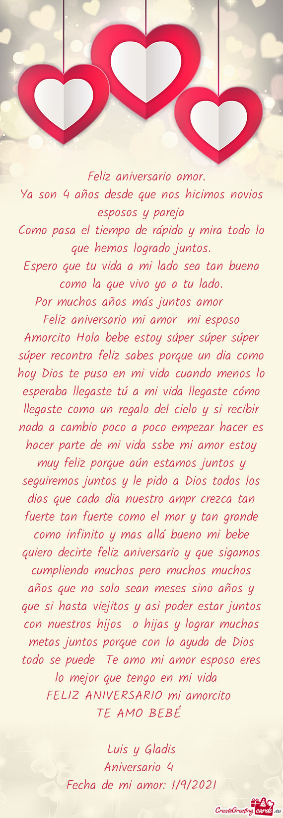 Ya son 4 años desde que nos hicimos novios esposos y pareja