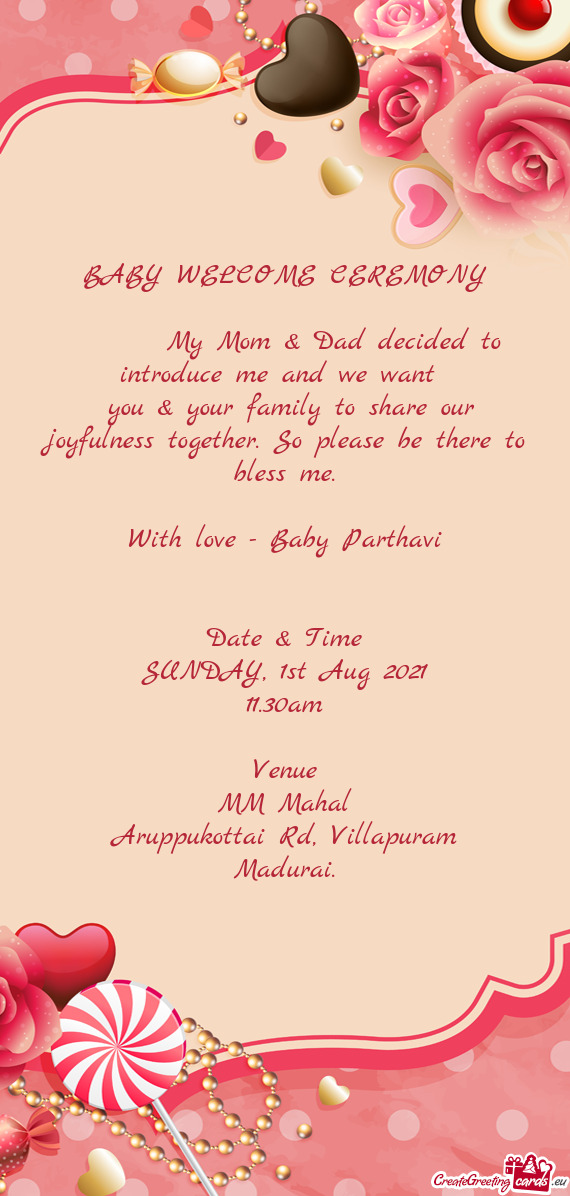 You & your family to share our joyfulness together. So please be there to bless me