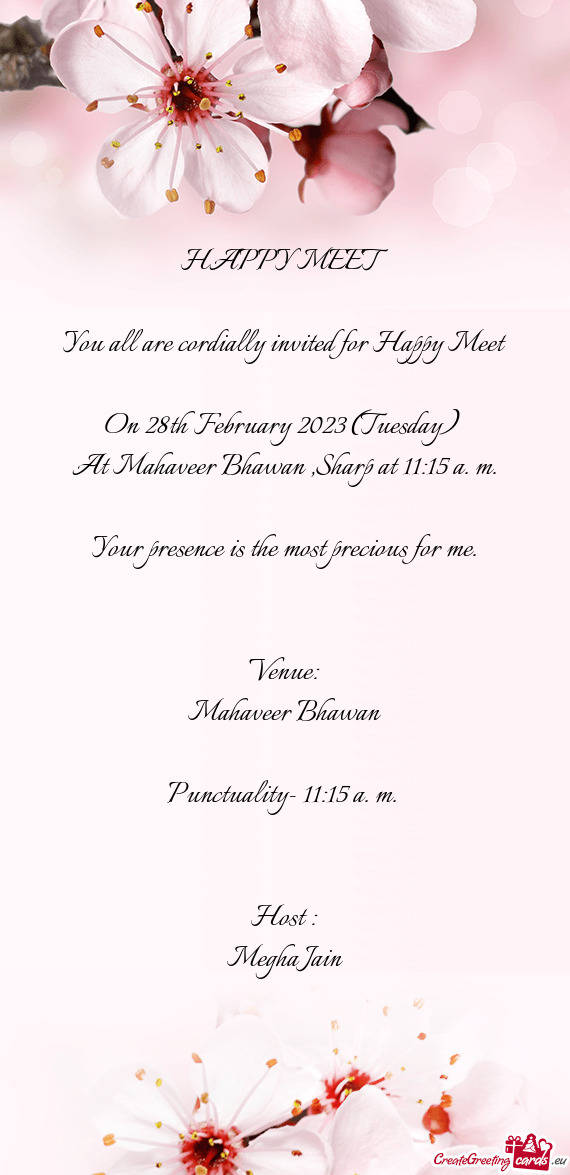 You all are cordially invited for Happy Meet