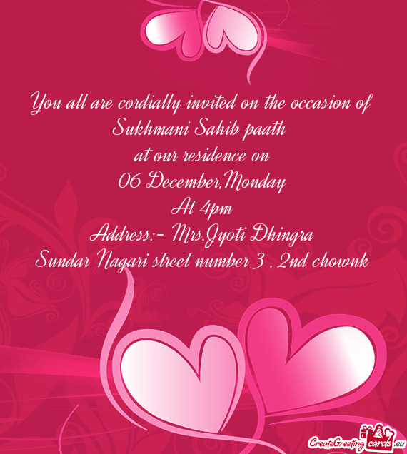 You all are cordially invited on the occasion of