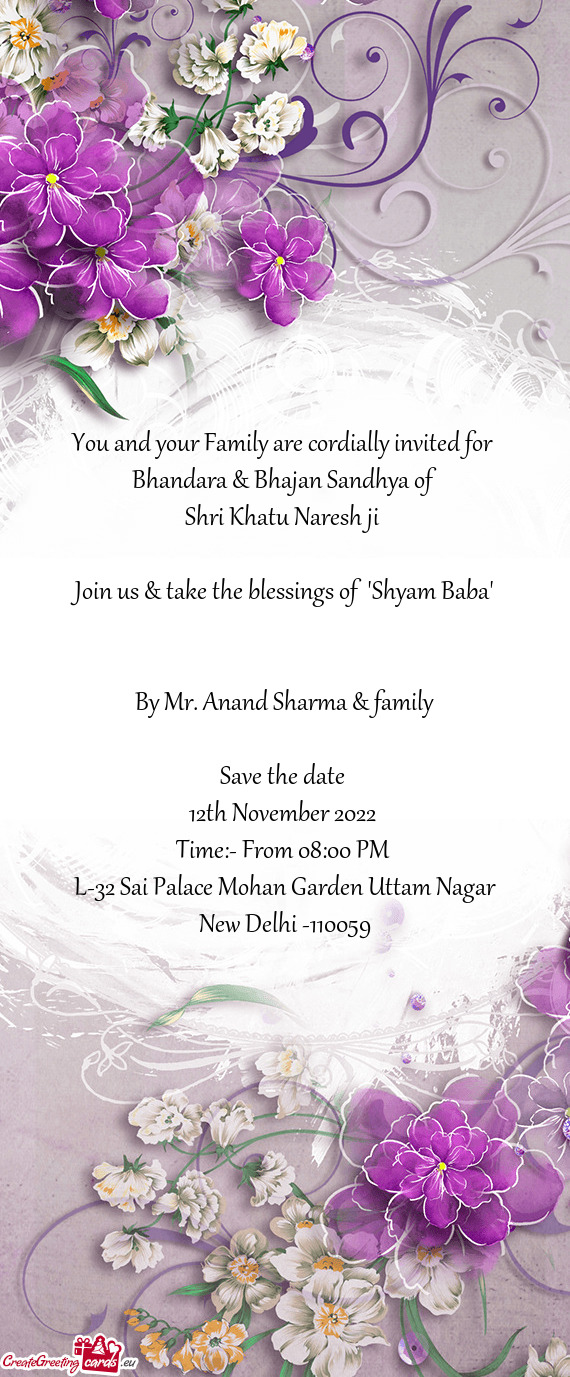 You and your Family are cordially invited for