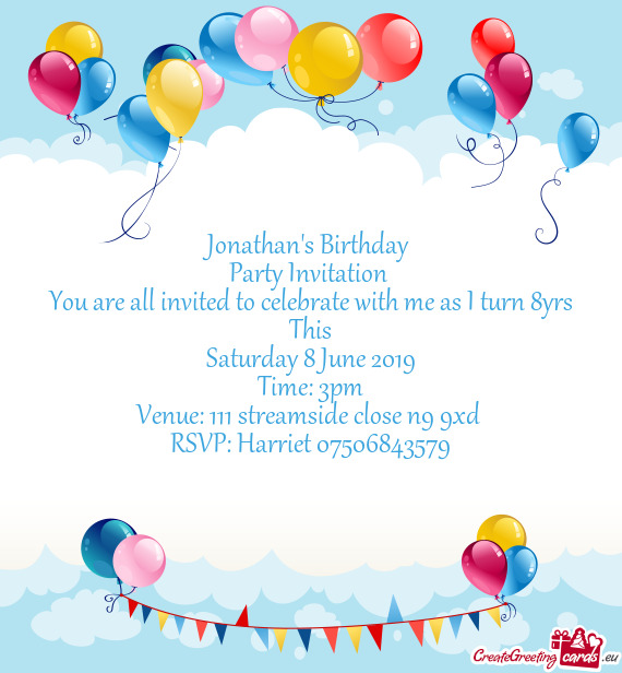 You are all invited to celebrate with me as I turn 8yrs