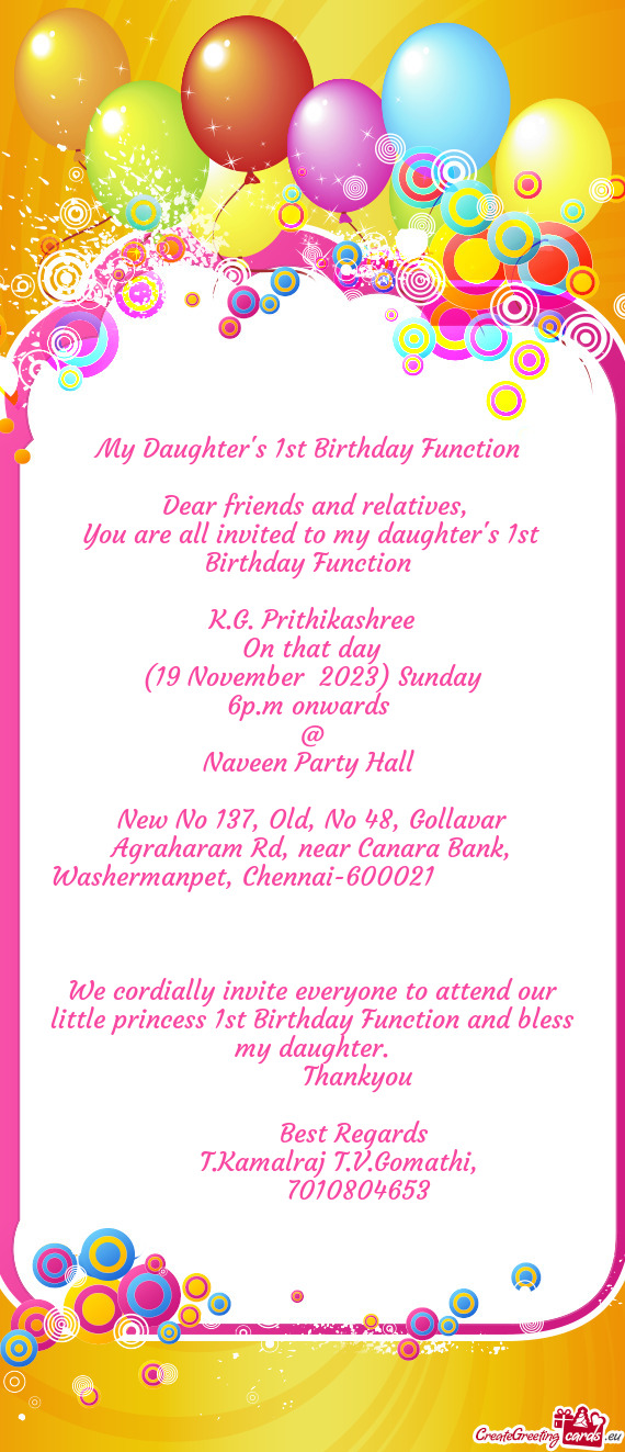 You are all invited to my daughter