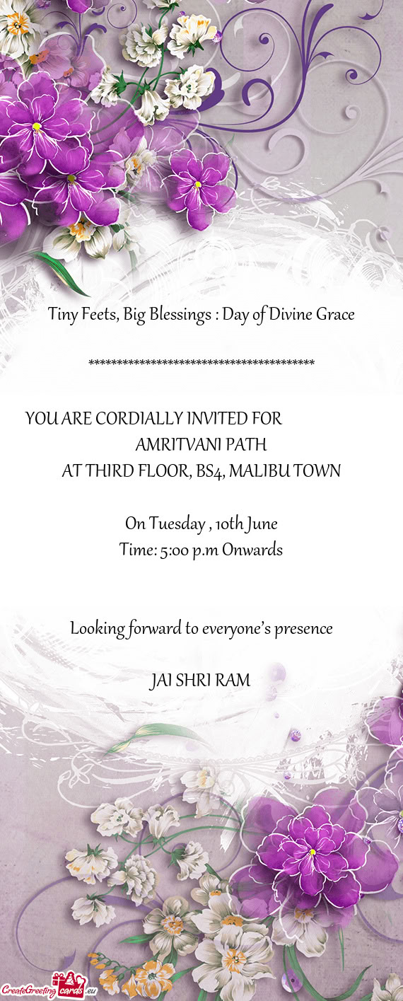 YOU ARE CORDIALLY INVITED FOR        AMRITVANI PATH