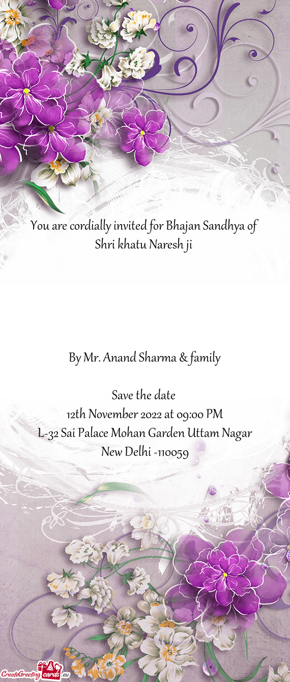 You are cordially invited for Bhajan Sandhya of