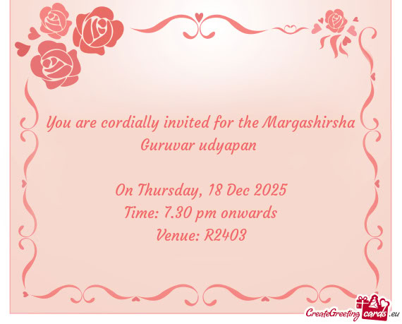 You are cordially invited for the Margashirsha Guruvar udyapan