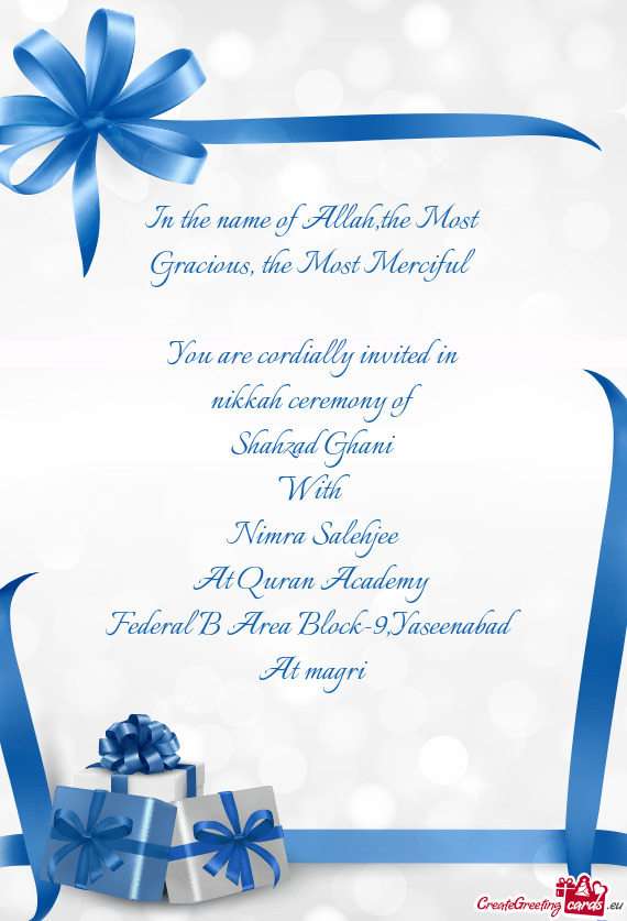 You are cordially invited in