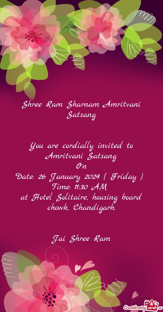 You are cordially invited to Amritvani Satsang