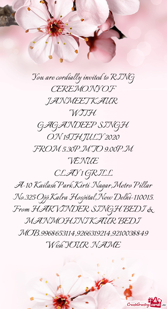 You are cordially invited to RING CEREMONY OF