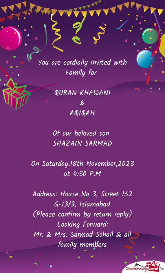 You are cordially invited with Family for