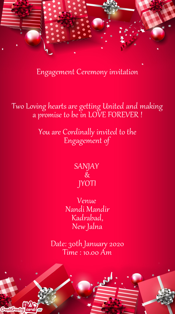 You are Cordinally invited to the