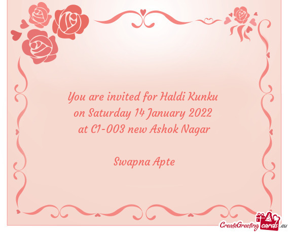 You are invited for Haldi Kunku