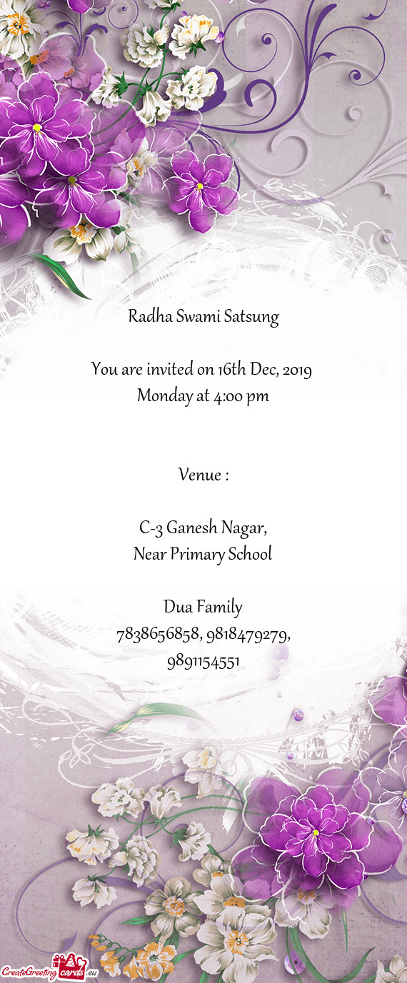 You are invited on 16th Dec, 2019