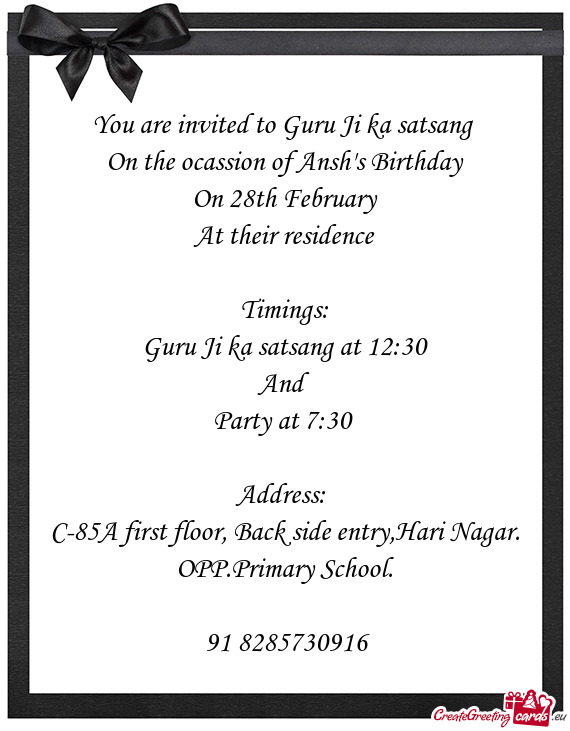You are invited to Guru Ji ka satsang