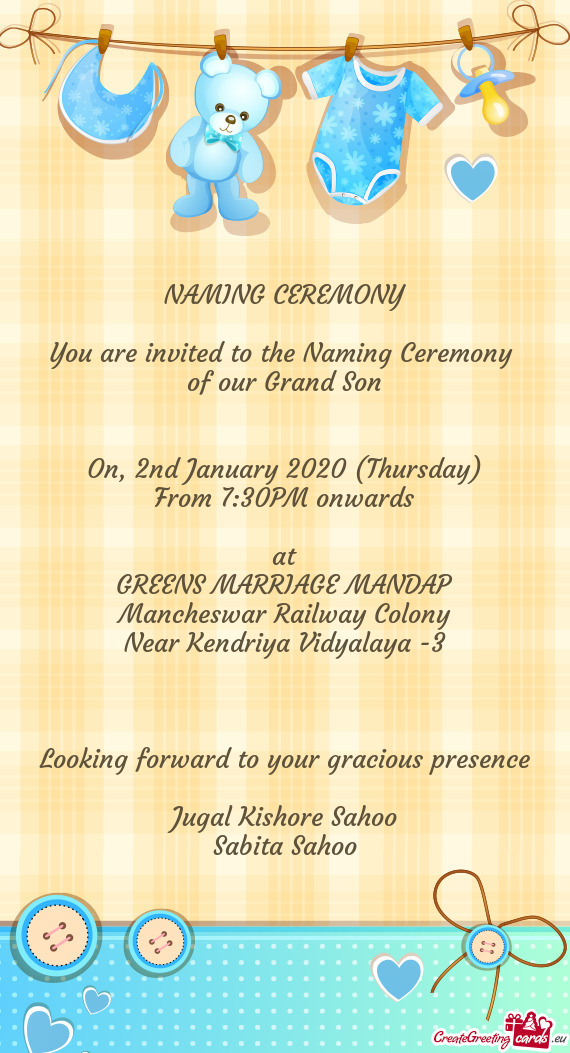 You are invited to the Naming Ceremony