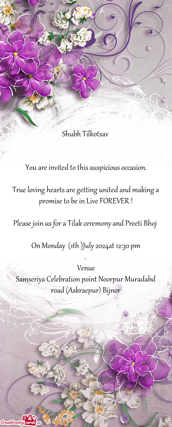 You are invited to this auspicious occasion