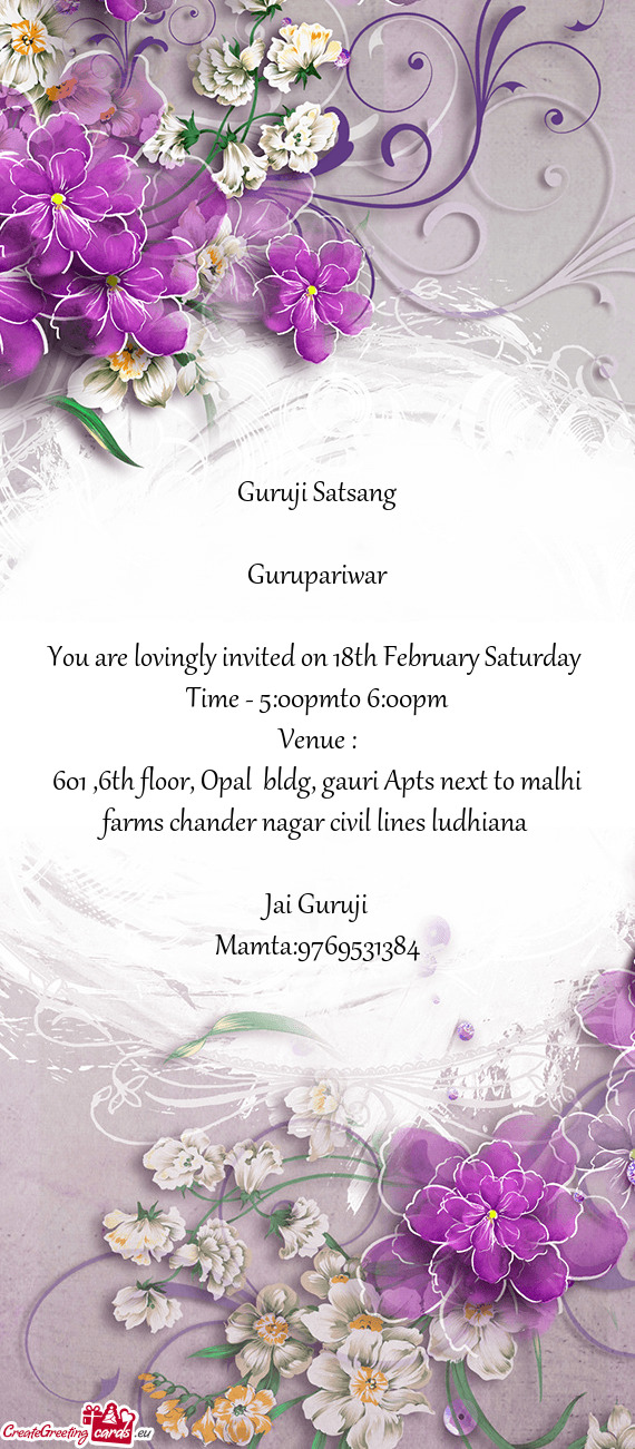 You are lovingly invited on 18th February Saturday