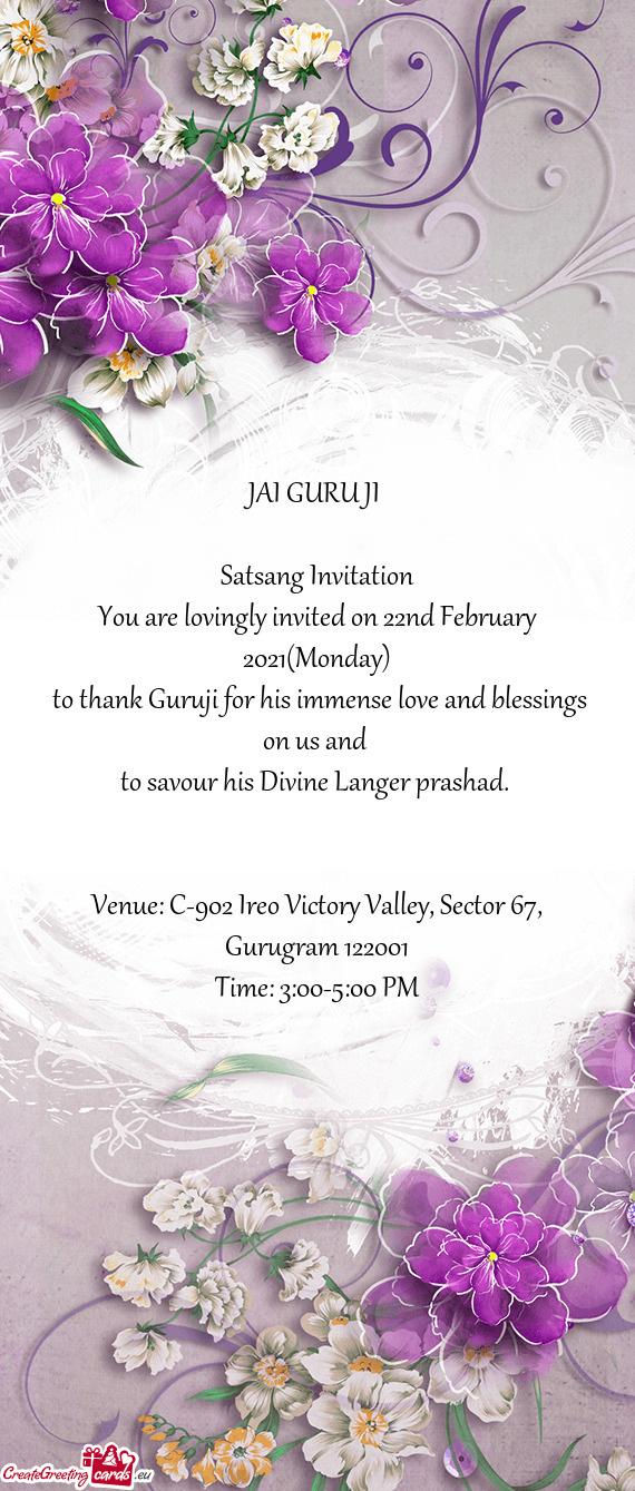 You are lovingly invited on 22nd February 2021(Monday)